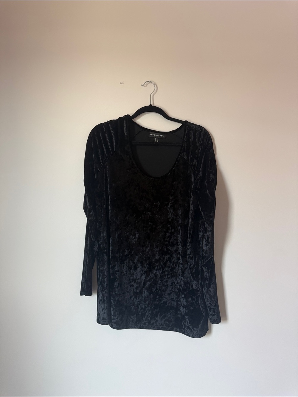 Love & Legend Velvet Long Sleeve Scoop Neck Top